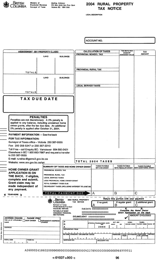 2004 Rural Property Tax Notice, page 1