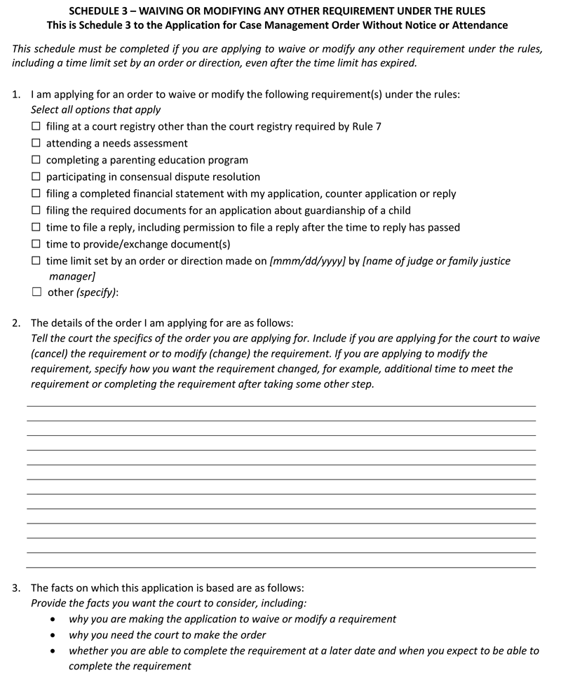 Application for Case Management Order Without Notice or Attendance page 6