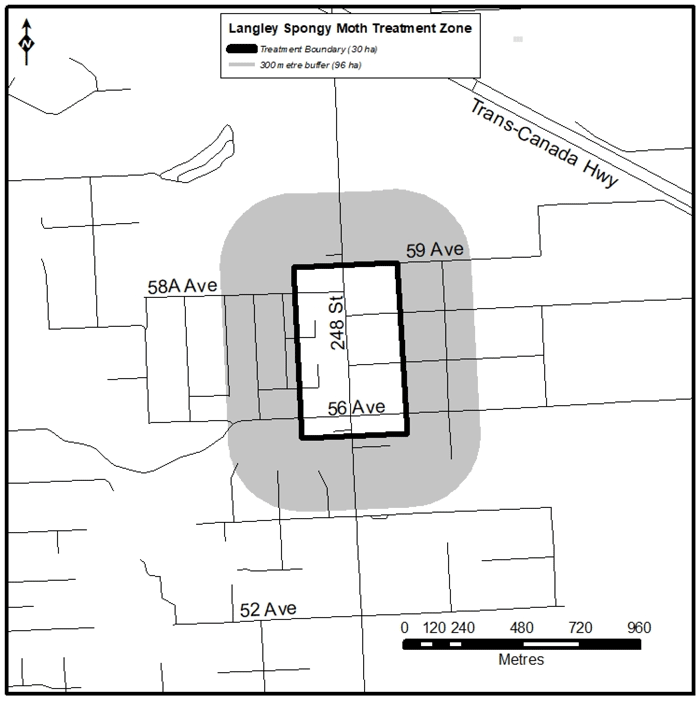 Map of spongy moth treatment zone for Langley